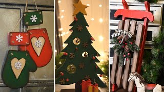 DIY новогодний декор из дерева / Декоративные санки своими руками