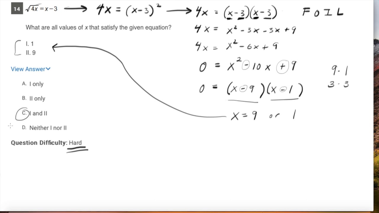 Algebraic Method vs. Backsolving - YouTube
