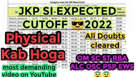 JKP Sub Inspector 2022 Cutoff expected || Detailed Cutoff Video 😎 All Doubts cleared || #jkpsi #jkp