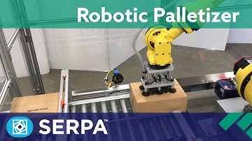 Single Cell Robotic Palletizer running pharmaceutical cases