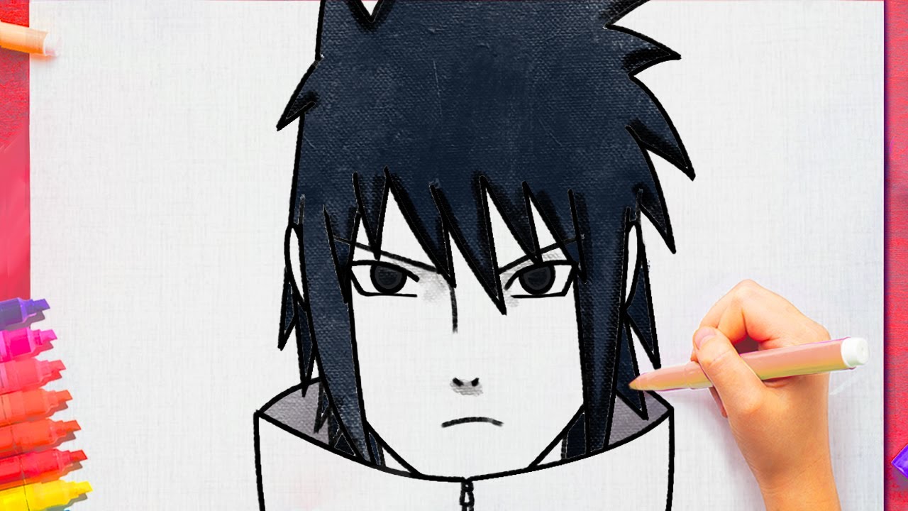 How to draw SASUKE (Naruto Shippuden) step by step, EASY - BiliBili