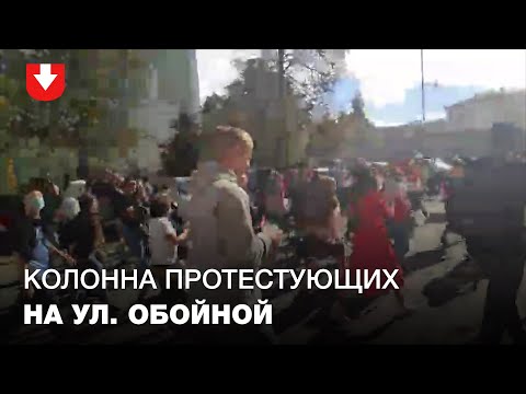 Большая колонна протестующих