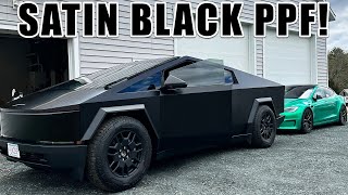 Tesla Cybertruck Wrapped in Satin Black PPF & Headlight Bar Tint! - SVG INNO+ PPF #cybertruck