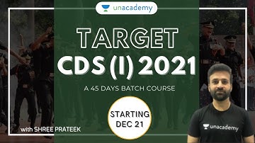 TARGET CDS 2021 - 45 Days Practice Batch Promo | CDS 1 2021 Online Batch | Shree Prateek