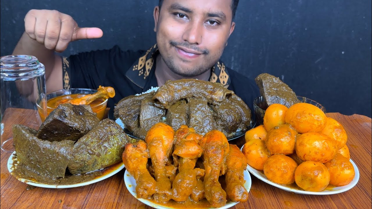 EATING MUTTON KALEJI ,CHICKEN LEG PIECE CURRY ,EGG CURRY WITH RICE | CHICKEN CURRY EATING CHALLENGE