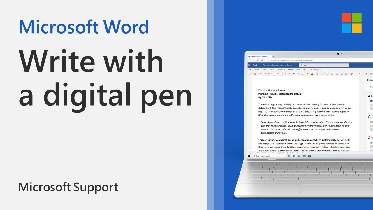 How to draw or write in a Word document with a digital pen  Microsoft   Office 23