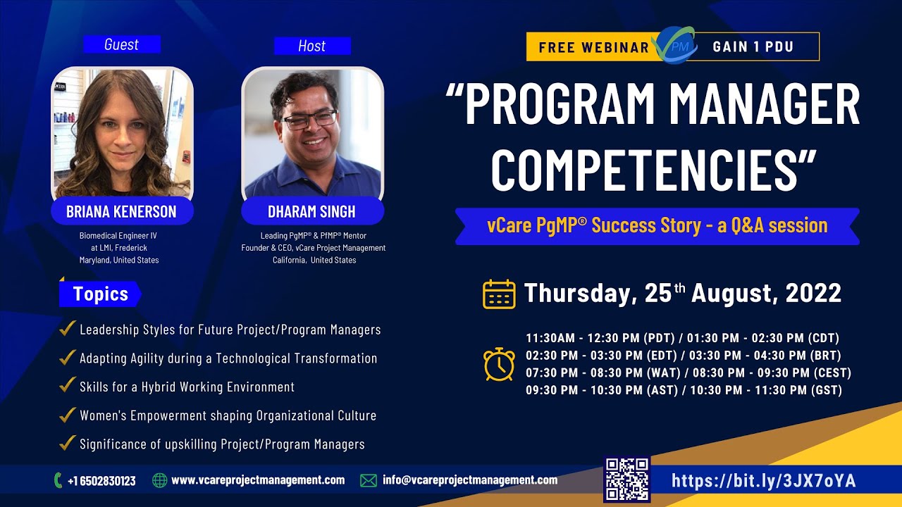 vCare Project Management | Program Manager Competencies Promo | PgMP ...