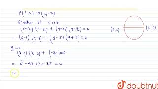 The intercept made by the circle on X - axis whose diameter extremities are (1,5),(3,-7) is  | C...