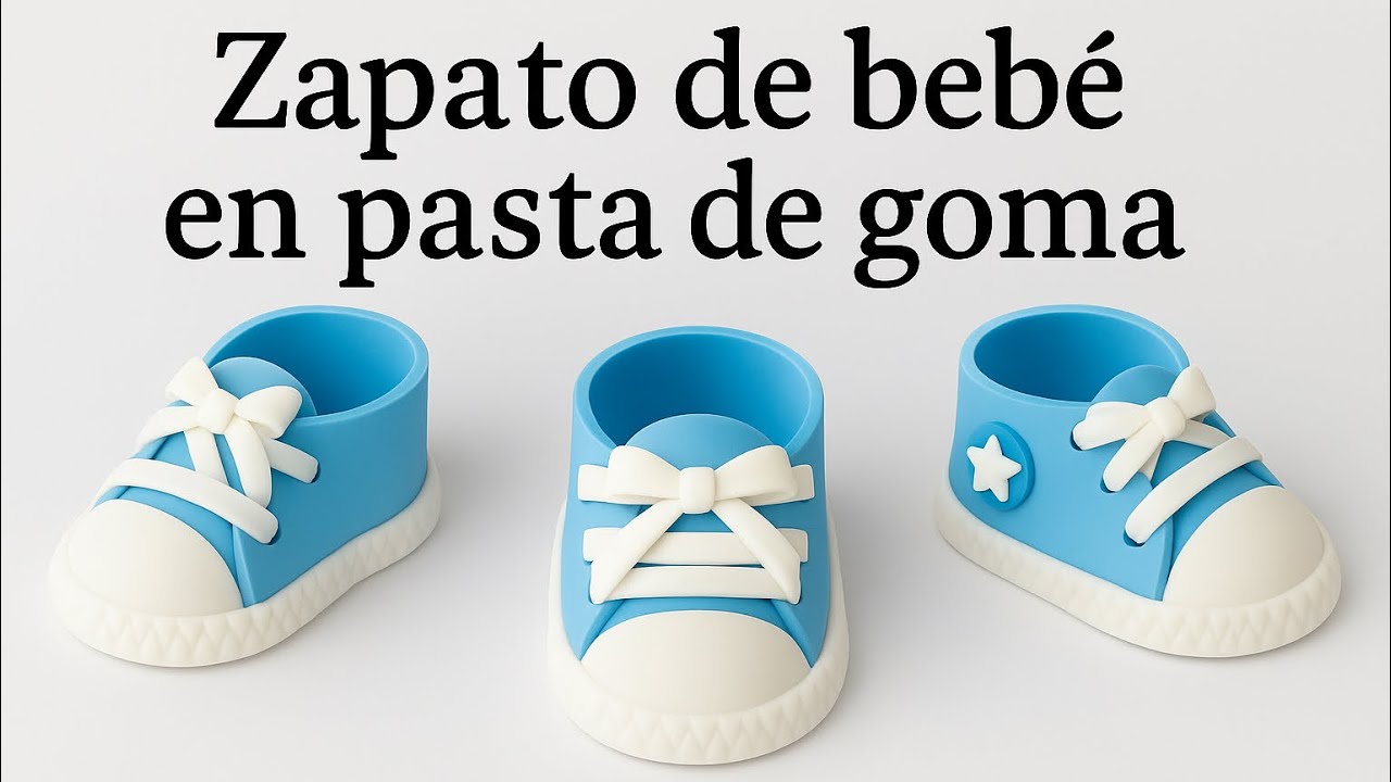 Como hacer zapato de bebe en pasta de goma sin cortador