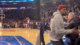 Kevin Durant hyped with courtside fans after Devin Booker game winner vs Knicks