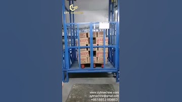 Two tons of load vertical lead rail lift platform is working.