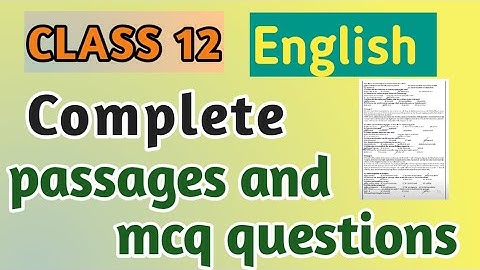 Class 12 Complete English chapters mcq and passages questions #hbse #cbse #rbse