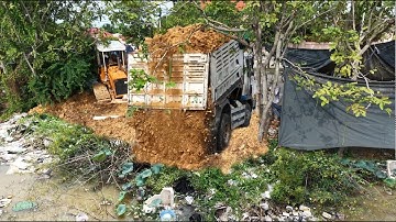 Opening Start Landfill New Project!Truck loading Pond Delete,Driver Skillful Dozer D31P Pushing Soil
