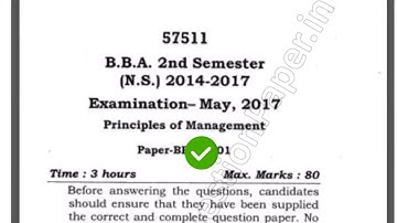 2017 Mdu BBA 2nd Sem Principles of Management Question Paper