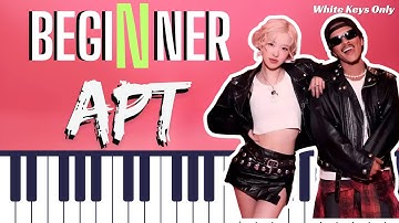Apt. | Rose ft. Bruno Mars | EASY PIANO TUTORIAL | Only White Keys