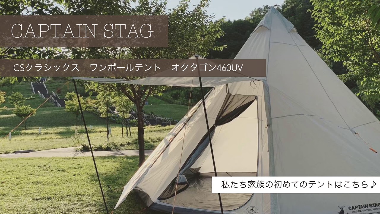 初テント購入！CAPTAINSTAG CSクラシックス ワンポールテント オクタゴン460UV 試し張り