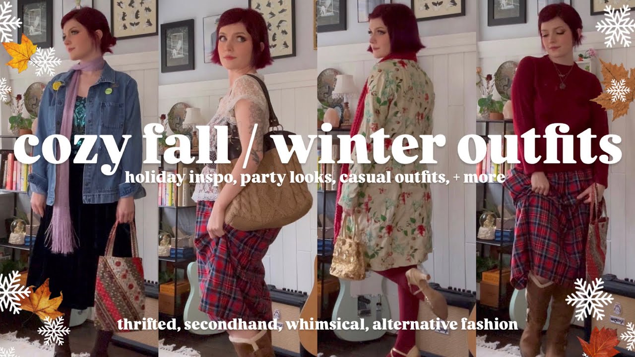 15 cozy fall / winter outfits 🍂❄️ | holidays, parties, casual | thrifted, secondhand fashion inspo