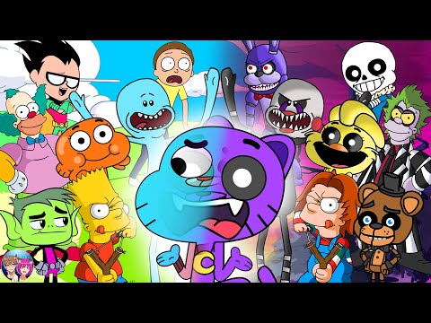 Five Nights at Freddy's mixed with Teen Titans Go! Gumball and Rick and Morty characters Color Swap