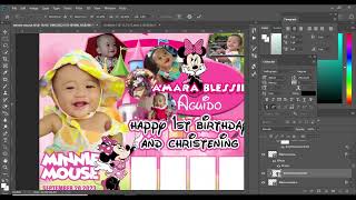 MINNIE MOUSE: Photoshop Tutorial: HOW TO CREATE MINNIE MOUSE LAYOUT TARPAULIN I 1ST BIRTHDAY screenshot 2