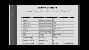 How To Make Input Lists and Stage Plans For Your Band
