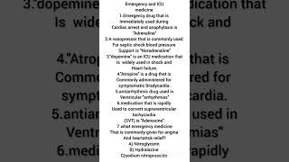 Emergency & ICU Medicines Quiz/ pharmacology MCQ🚑💉