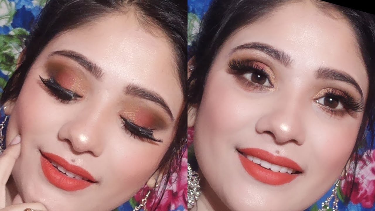 golden Orange glam Makeup || affordable Makeup || shystyles