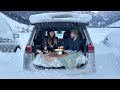 7 nights winter car camping in european alps  snowstorms skiing castles