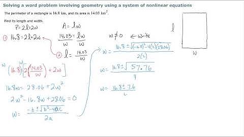 Solving a Word Problem Involving Geometry Using a System of Nonlinear Equations