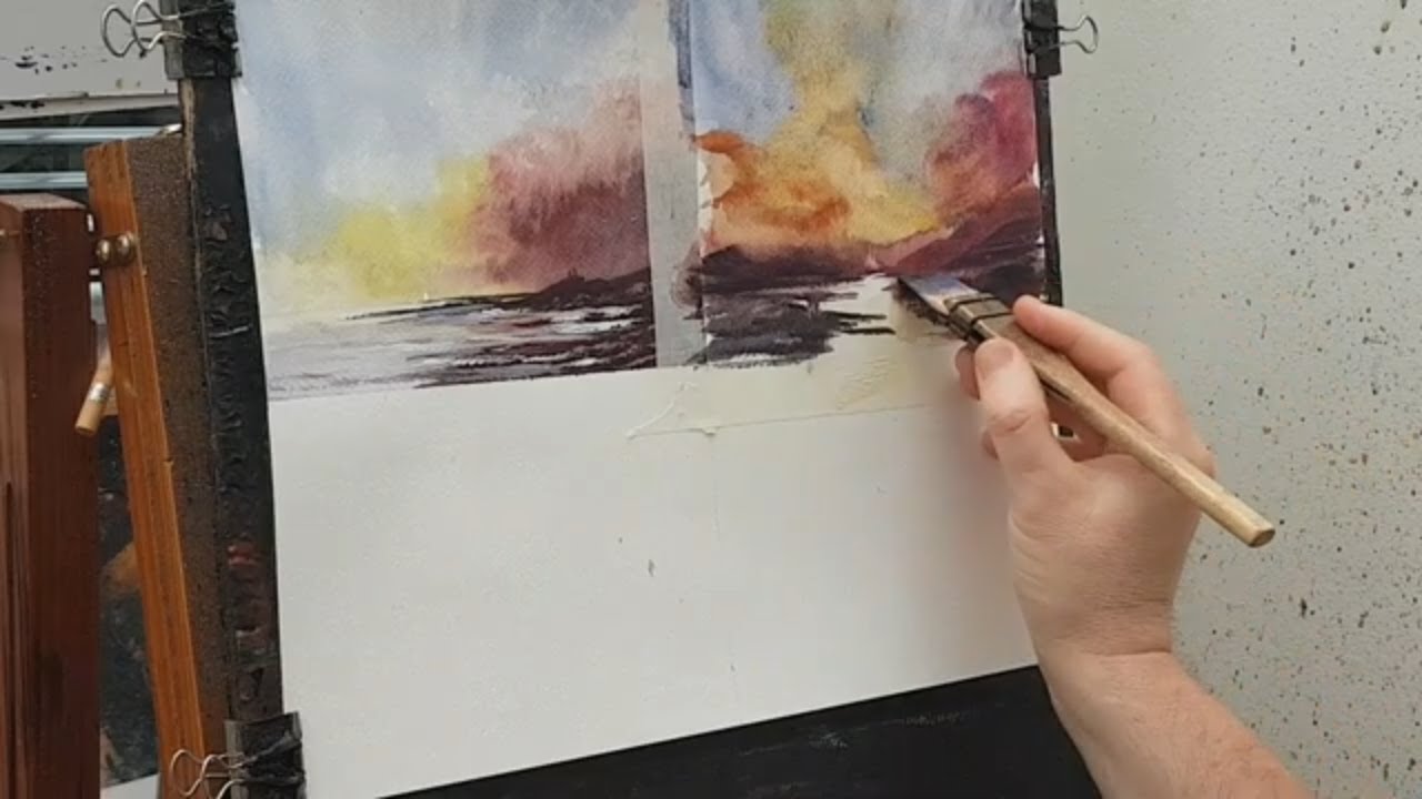 Four small landscape watercolour paintings using the small Ron Ranson hake brush Part 1 YouTube