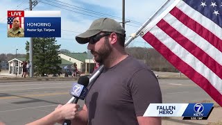 'There's a brotherhood': Marine veteran honors Master Sgt. Noah Tietjens at procession in Omaha