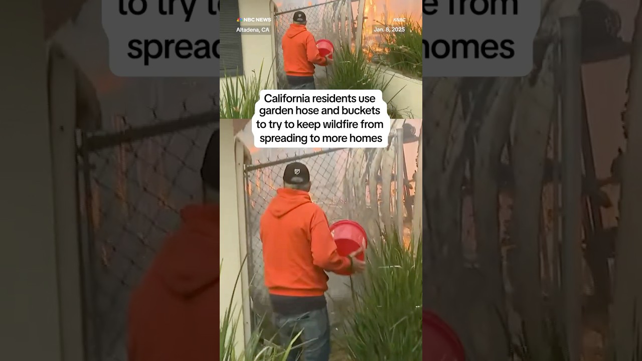 CA residents use garden hose and buckets to try to keep wildfire from spreading to more homes CA residents use garden hose and buckets to try to keep wildfire from spreading to more homes