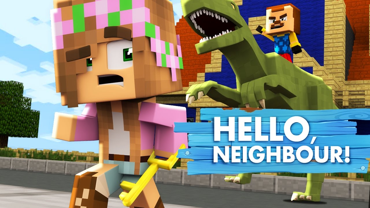 Minecraft Baby Hello Neighbour - LITTLE KELLY SAVES US FROM THE NEIGHBOUR AND HIS PET DINOSAUR!