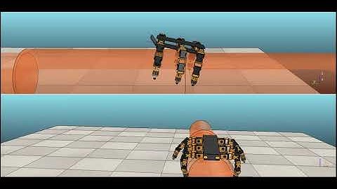 Hexapod robot climbing on pipe using double sided wave gait V-REP