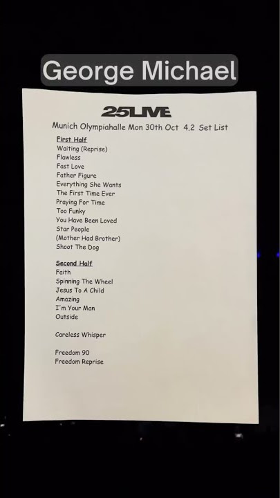 George Michael - Setlist