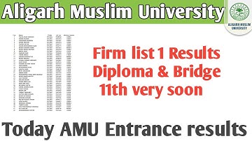 AMU diploma and bridge course firm list results declared AMU 11th  firm list will soon declared 2021