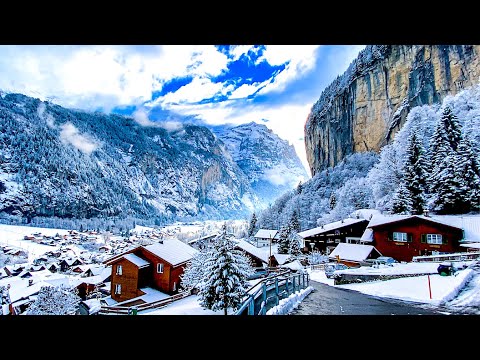Lauterbrunnen Switzerland 4K 🇨🇭 The MOST Beautiful Village in Winter ❄️️