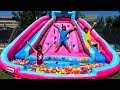 Emma Pretend Play with Water Slide Inflatable Toys