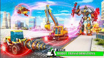 Mechanical Excavator Robot: Flying car war Transform games  #3  Android Gameplay