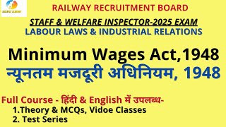 The Minimum Wages Act,1948  ||RRB-Staff & Welfare Inspector#rrb #viralvideo #railway #education