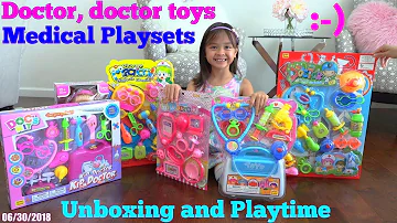 Kids' Medical Doctor Pretend Playtime with Hulyan and Maya. Doctor's Equipment Playsets Unboxing