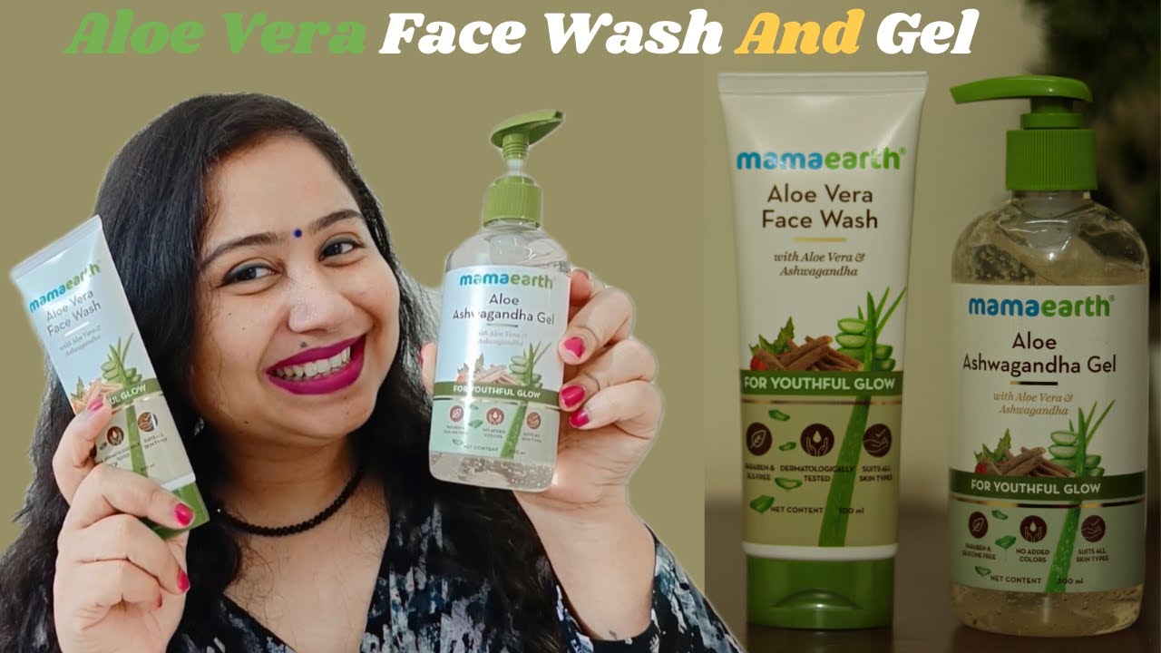 MamaEarth Aloe Ashwagandha gel Review Youthful Glowing Skin Routine Tan Removal Face Gel
