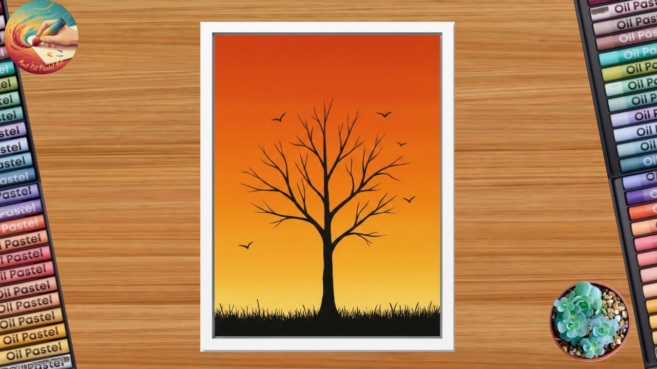 Sunset drawing | Oil pastel drawing for beginners| Drawing step by step