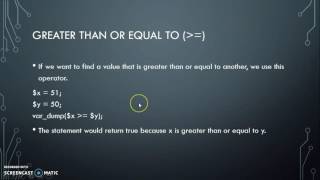 Comparison Operators PHP
