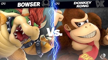 Bowser CPU vs. Donkey Kong CPU! Who will win? Super Smash Bros Ultimate Level 9 CPU Fight