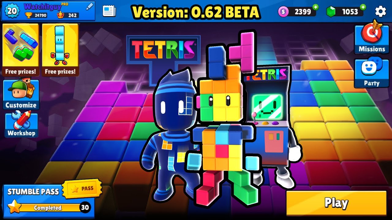 Game Tetris - Stumble Guys - Queen Bee Festas