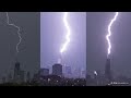 Chicago TRIPLE skyscraper lightning strikes in 1500 FPS Slow Motion!