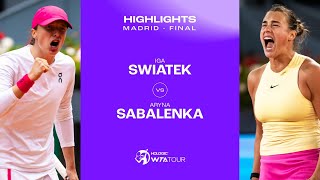 Iga Swiatek vs. Aryna Sabalenka | 2024 Madrid Final | WTA Match Highlights