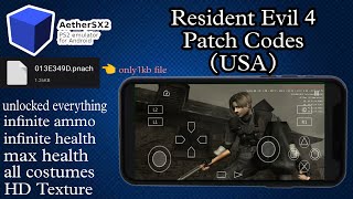 Resident Evil 4 USA Cheat Codes Everything Unlocked Aethersx2 Emulator Android 😱 #aethersx2