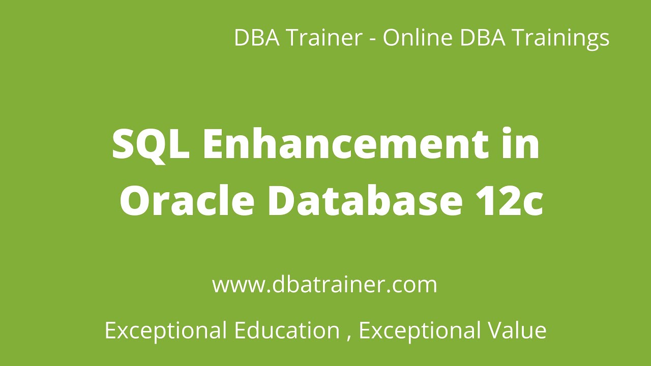 SQL Enhancement in Oracle Database 12c - YouTube