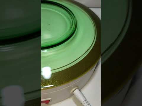 Rare green depression glass plates with gold etching Rose and scroll pattern set of 5